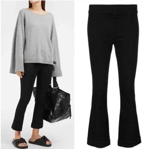 Helmut Lang Pull On Black Cropped Flare Jeans Size 29 - Picture 1 of 9